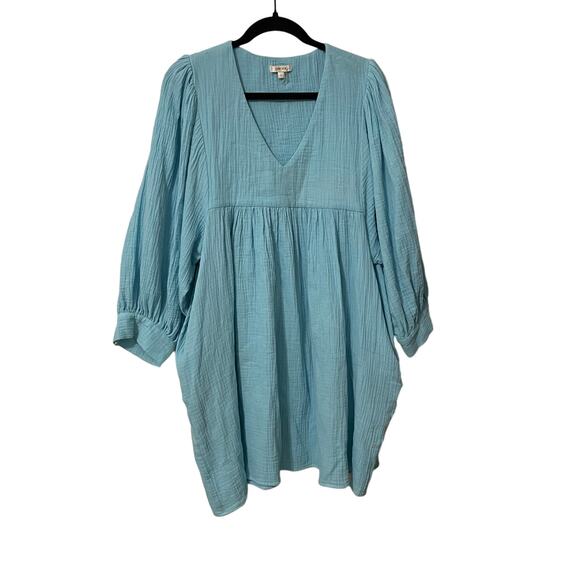 Tyler Boe 100% Cotton Blue Capri Angie Crinkle Dress Size Small - Picture 3 of 5